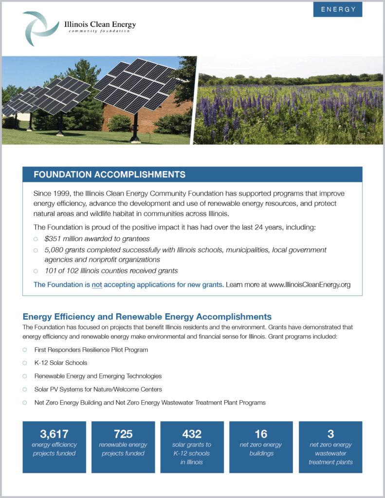 Illinois Clean Energy Accomplishments document 